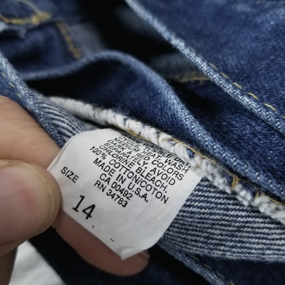 VTG Lee Jeans Womens 14 Blue Straight High Rise Made in USA Union 80s Talon - Picture 6 of 11